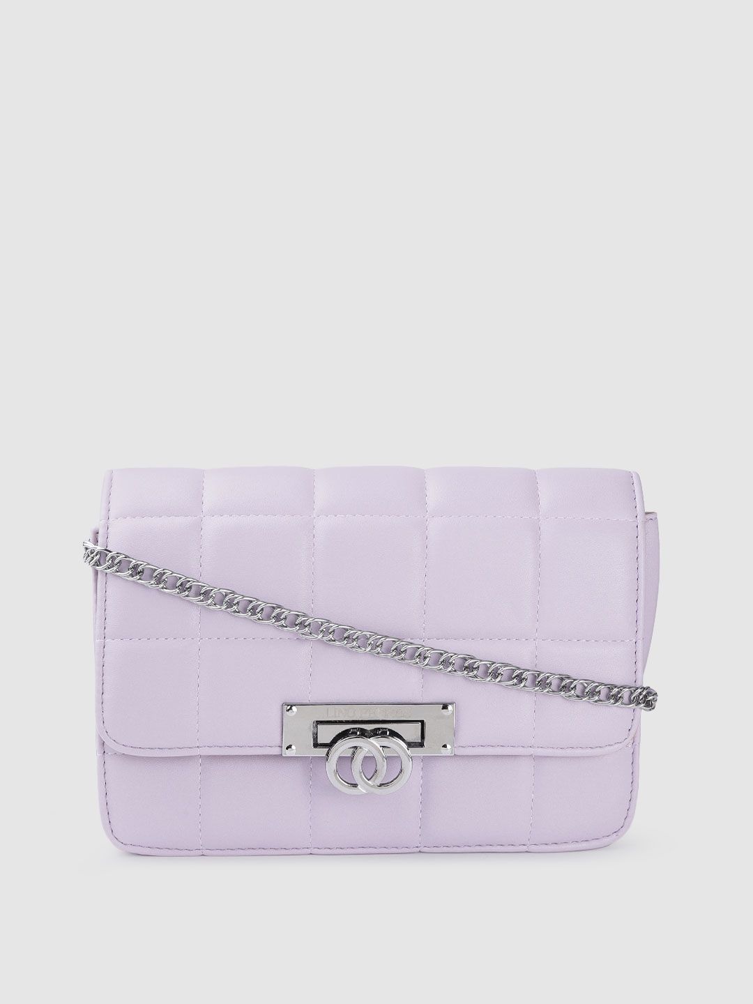 Lino Perros Women Lavender Solid Quilted Structured Sling Bag-picture-17