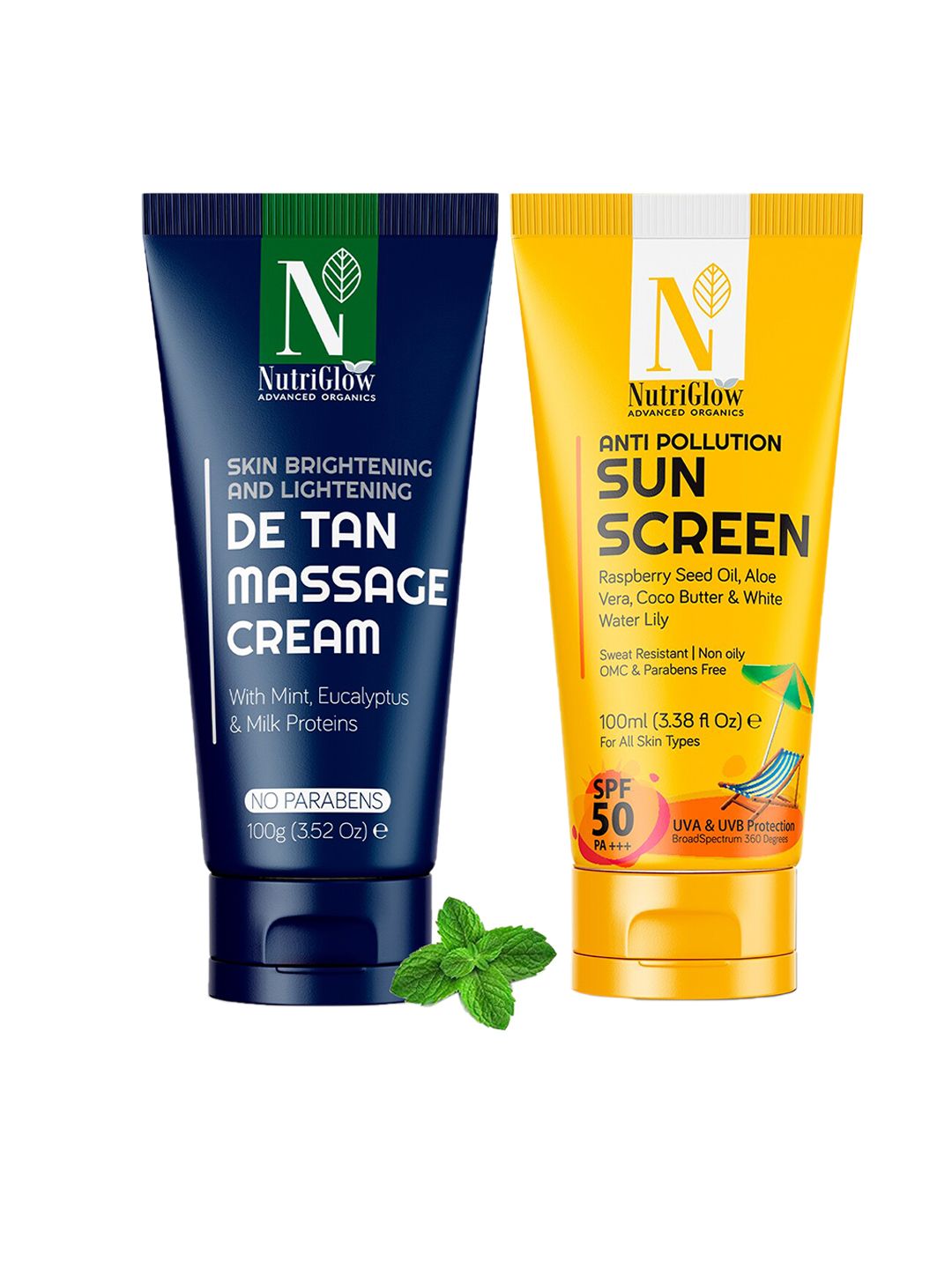 Nutriglow Advanced Organics Set of 2 De-Tan Massage Cream & Sunscreen SPF 50 PA+++ 200ml-image-23