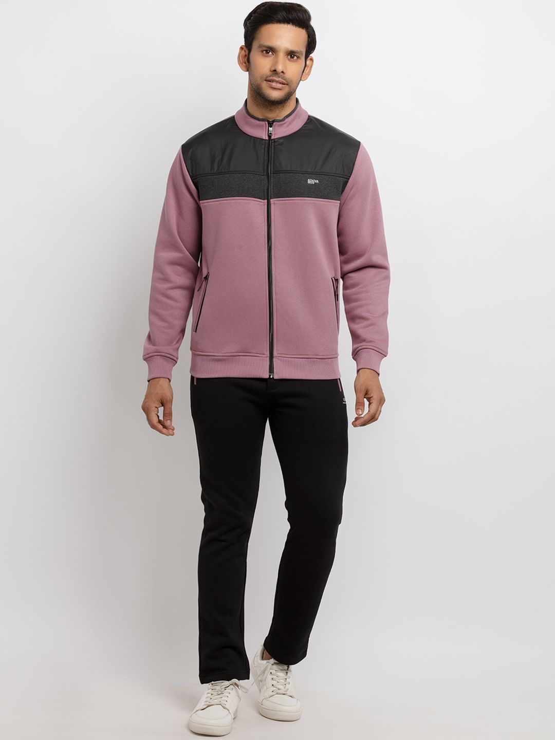 Status Quo Men Purple & Black Colorblocked Cut & Sew Tracksuit-picture-27