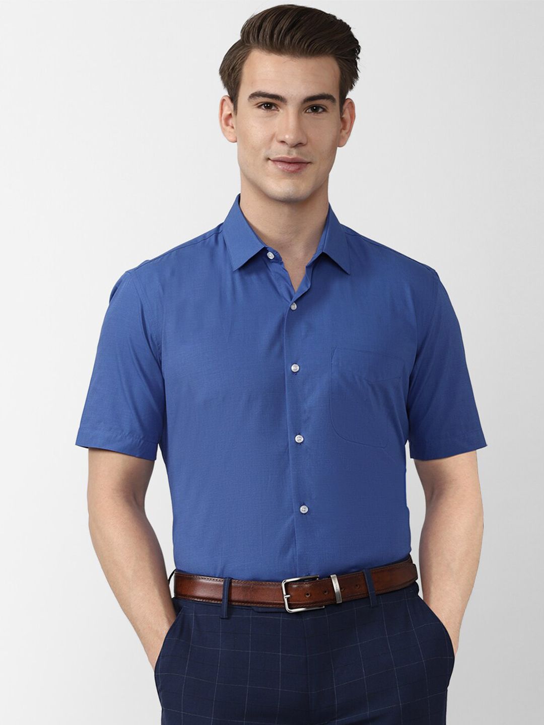 Peter England Men Blue Regular Fit Formal Shirt-picture-37