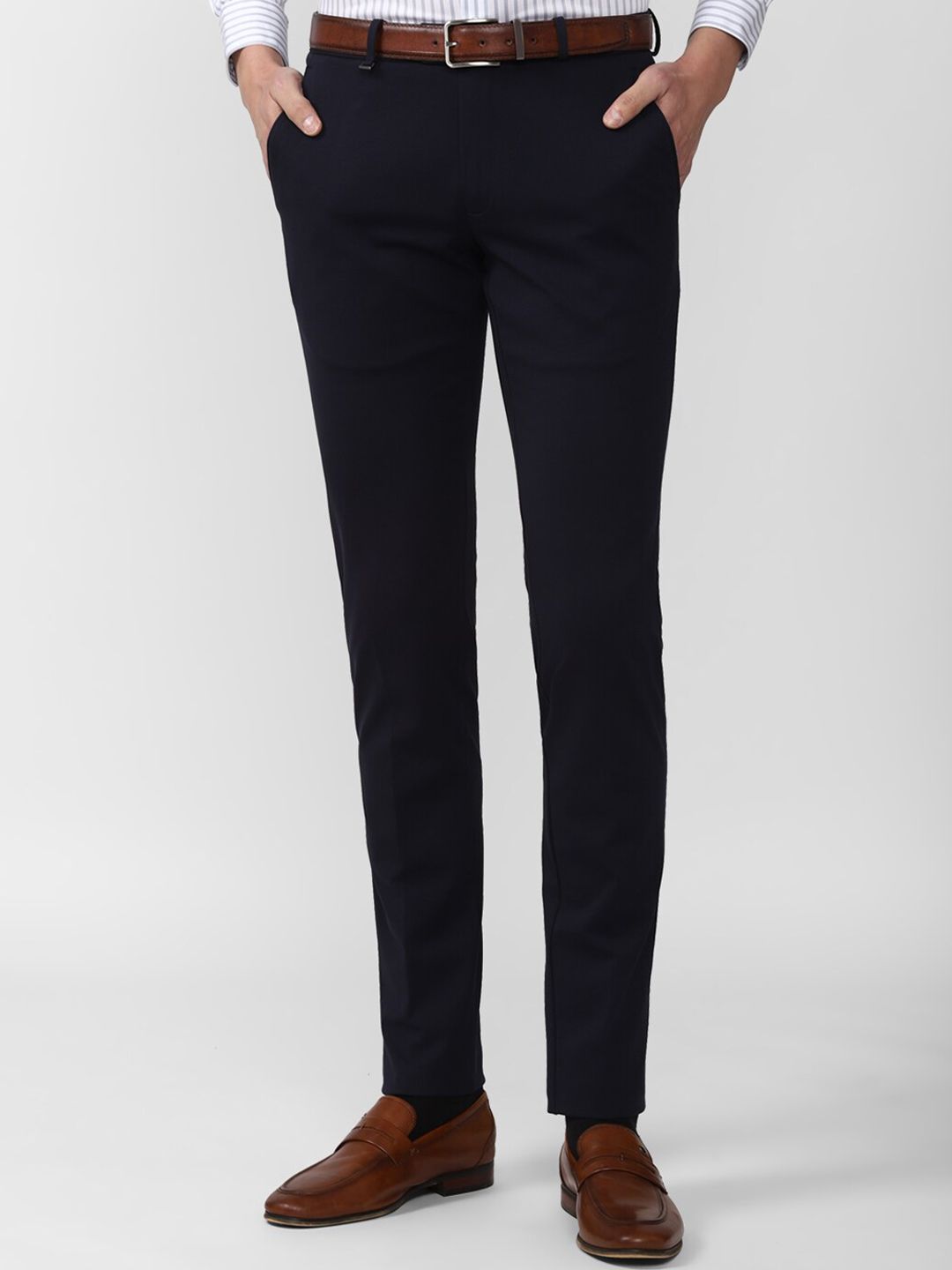 Van Heusen Men Navy Blue Slim Fit Formal Trousers-picture-21