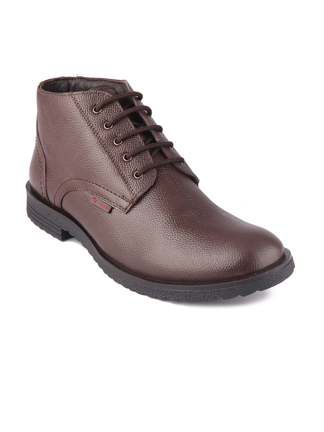 Red Chief Men Brown Leather Formal Derby Boots