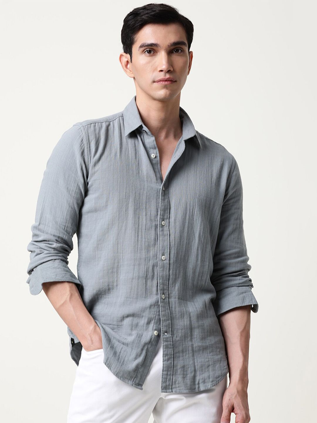 RARE RABBIT Men Grey Slim Fit Casual Shirt - Price History