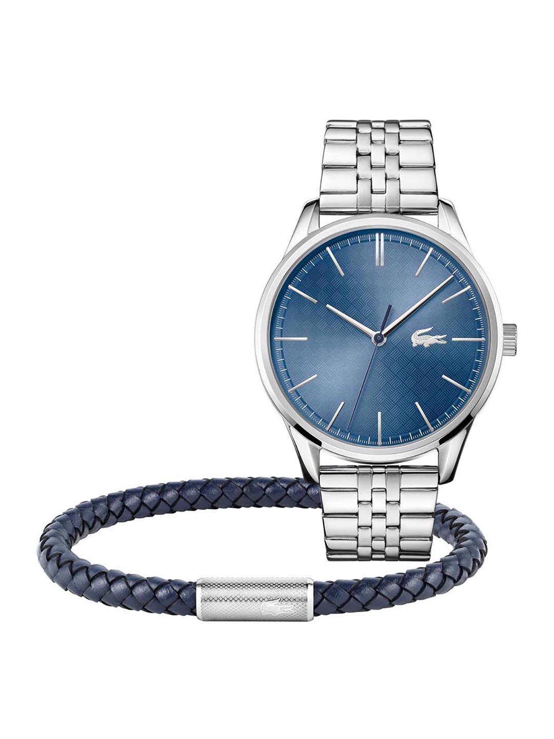 Lacoste Men Blue 2 Set Brass Dial & Silver Toned Stainless Steel Straps Analogue Watch-picture-13