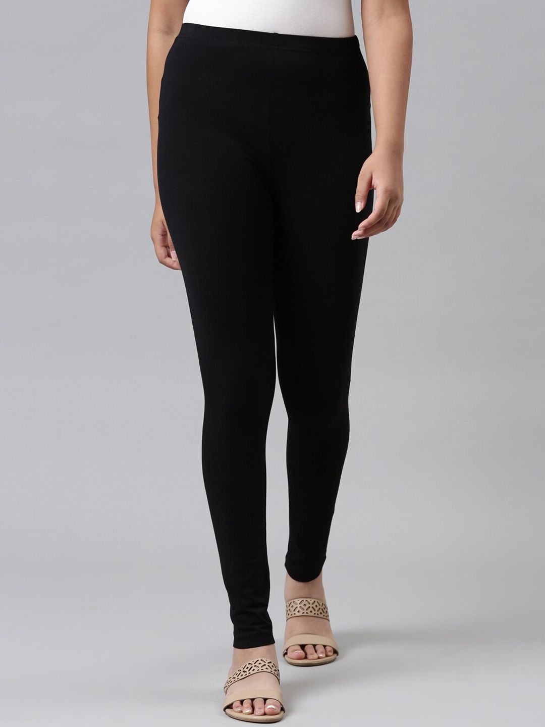 Go Colors Girls Black Solid Ankle Length Leggings-picture-37