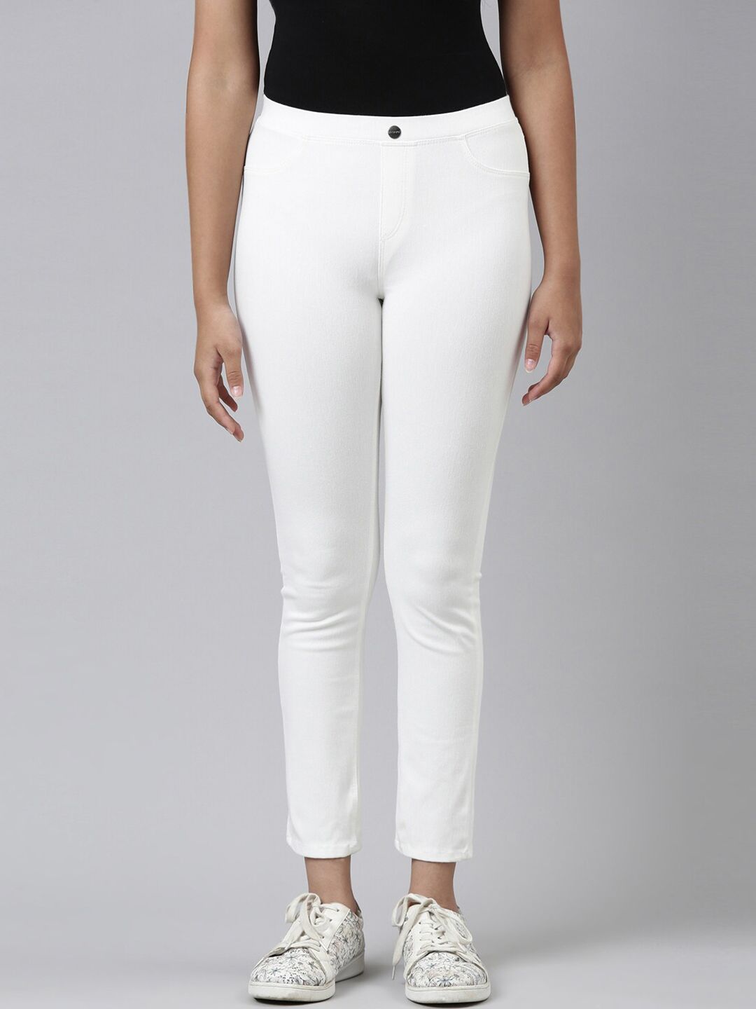 Go Colors Girls White Solid Jeggings-picture-53