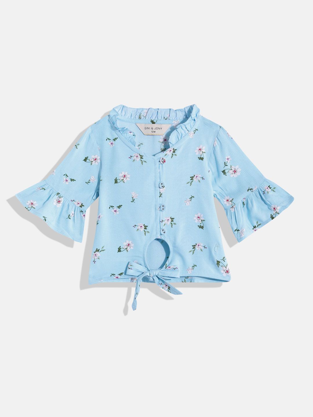 Gini and Jony Girls Floral Printed Tie-Up Detail Shirt Style Top-picture-27