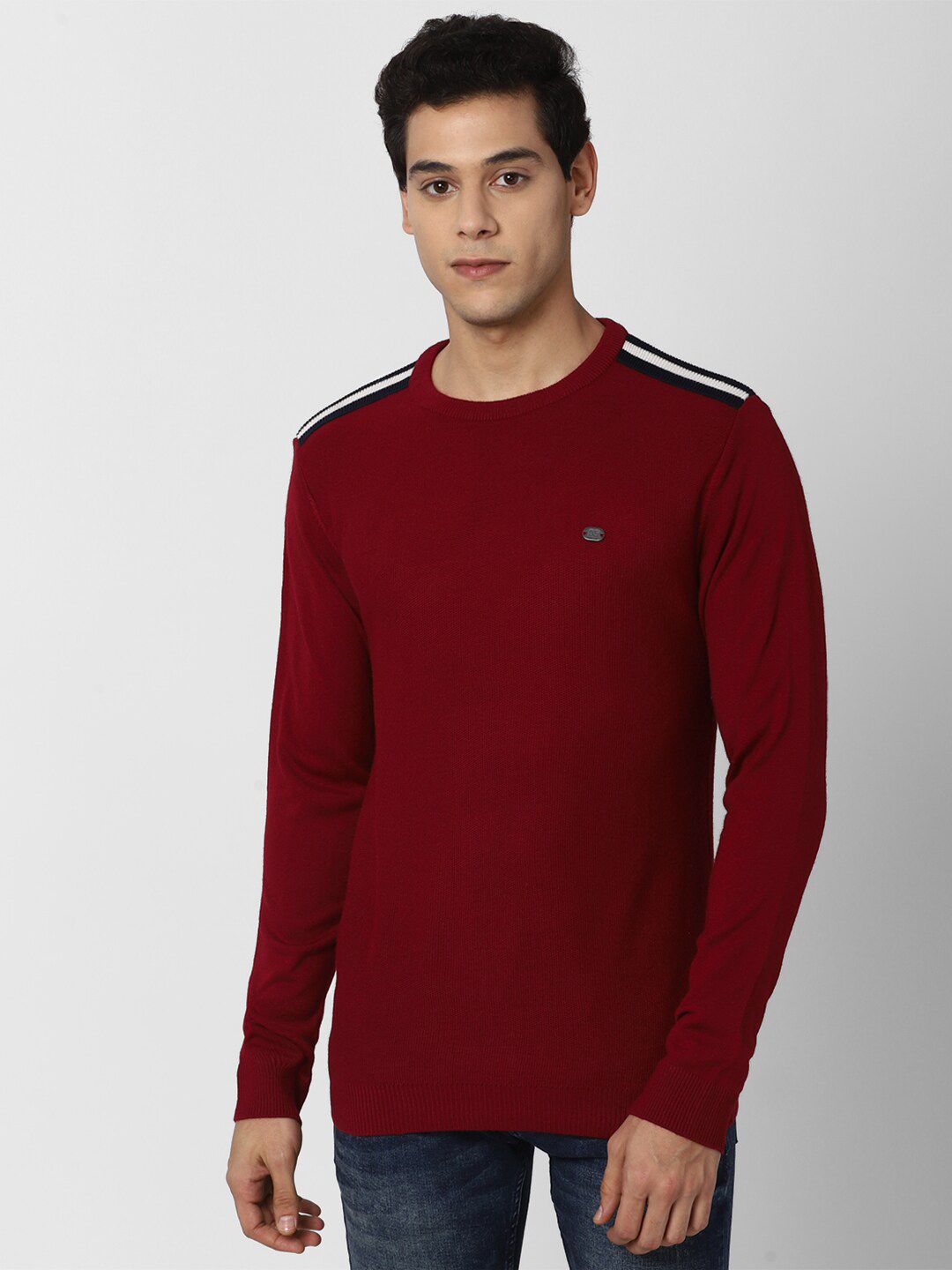 Peter England Casuals Men Solid Maroon Pullover-picture-30