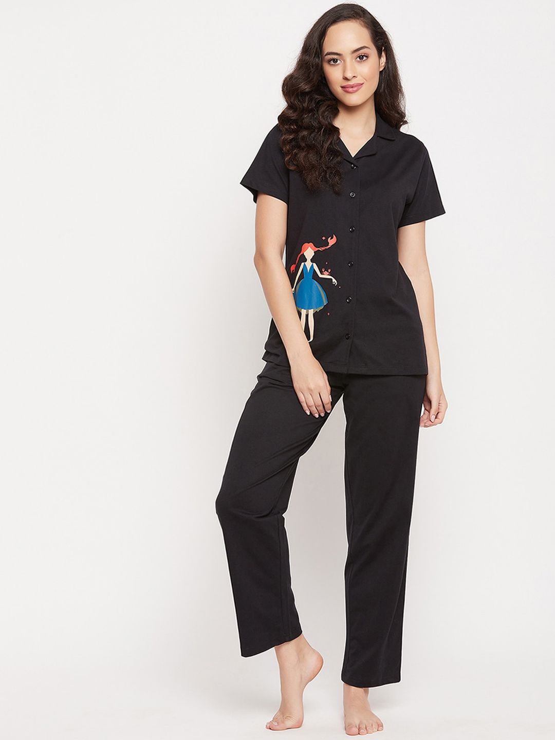 Clovia Women Black Printed Night suit-picture-39