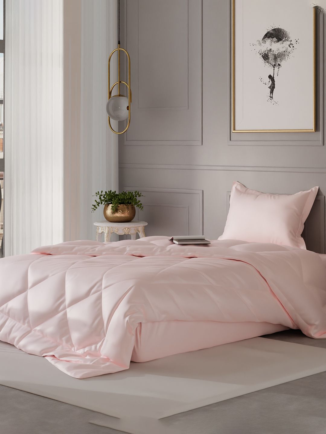 Stoa Paris Date Night Collection Pink Solid AC Room 150 GSM Single Bed Comforter-image-24