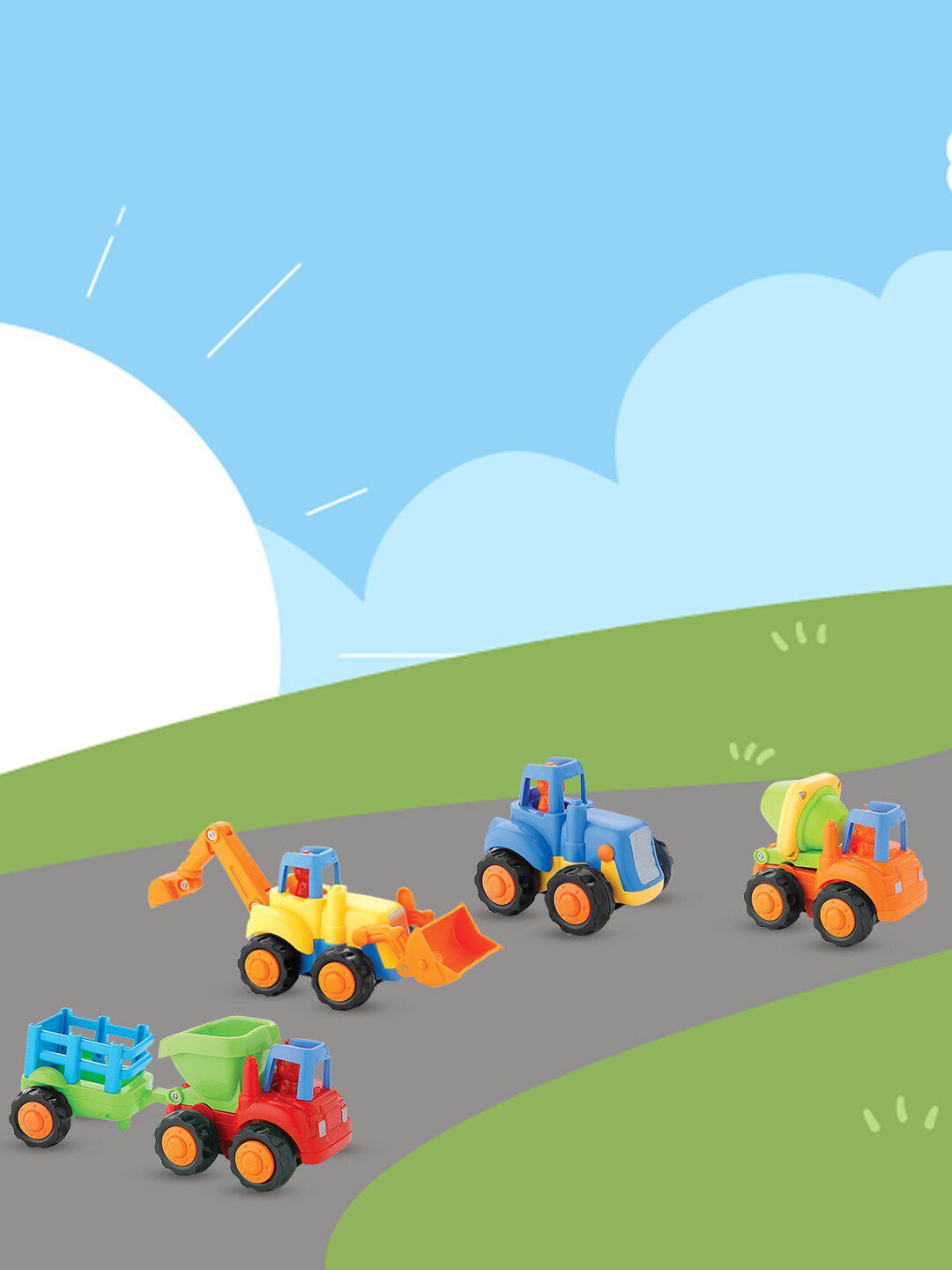 WEMBLEY Kids Pack of 5 Multi Unbreakable Construction Vehicles Playset Toy Vehicles-picture-20