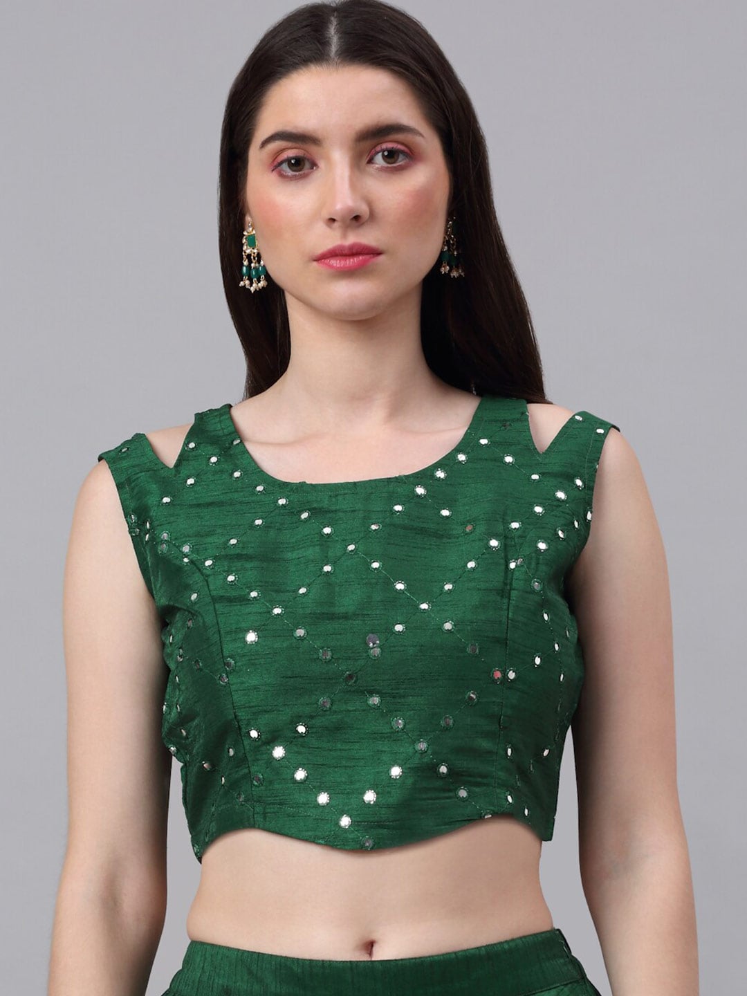 NEUDIS Women Green Embellished Crop Top