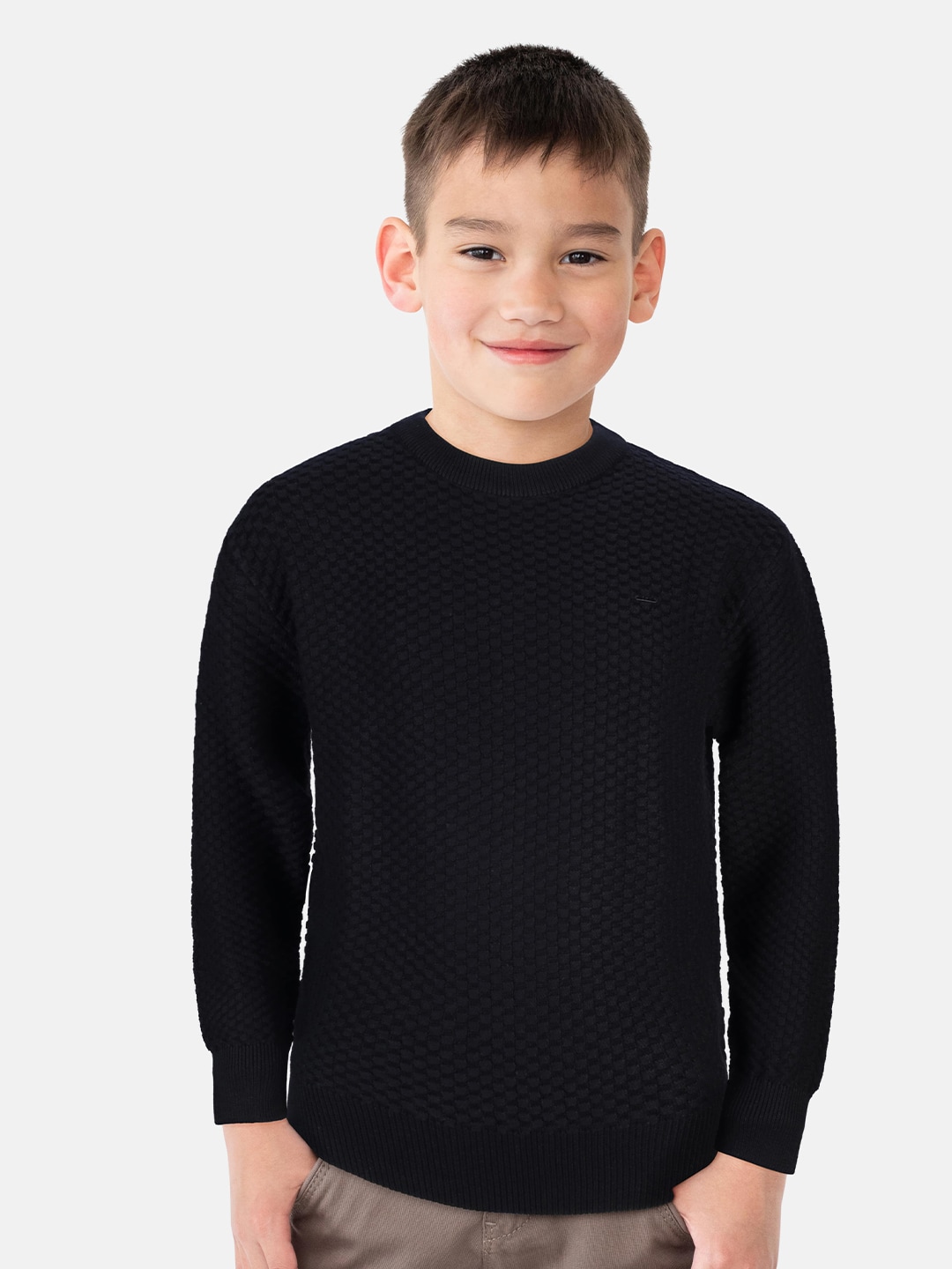 Gini and Jony Boys Black Solid Wool Pullover