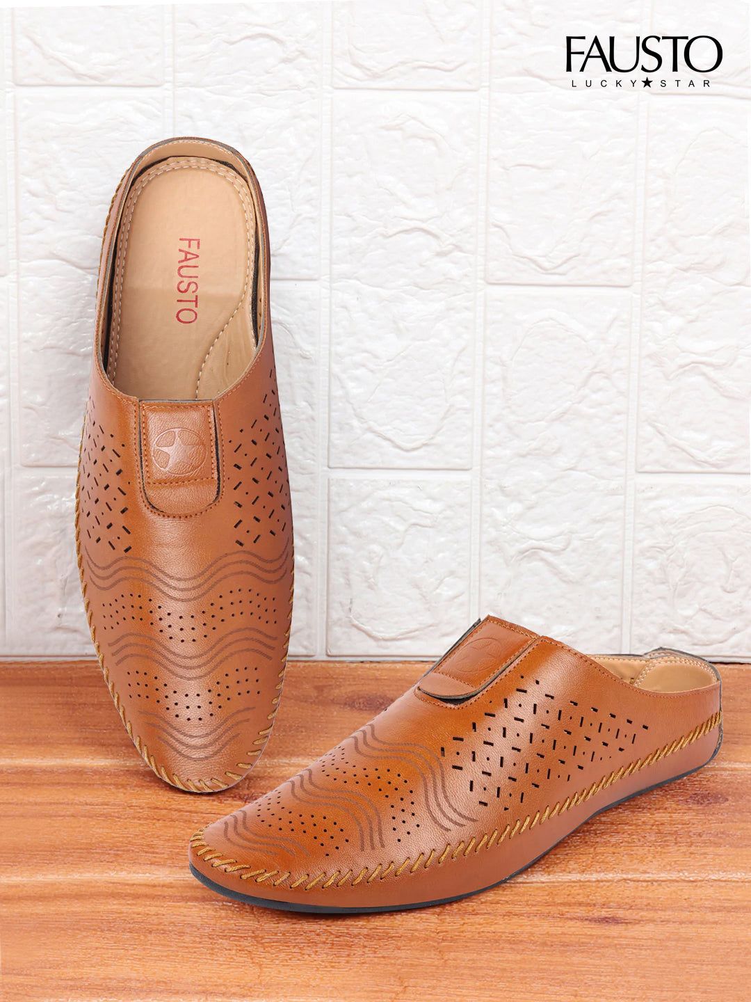 FAUSTO Men Tan Textured PU Slip-On Sneakers-picture-16