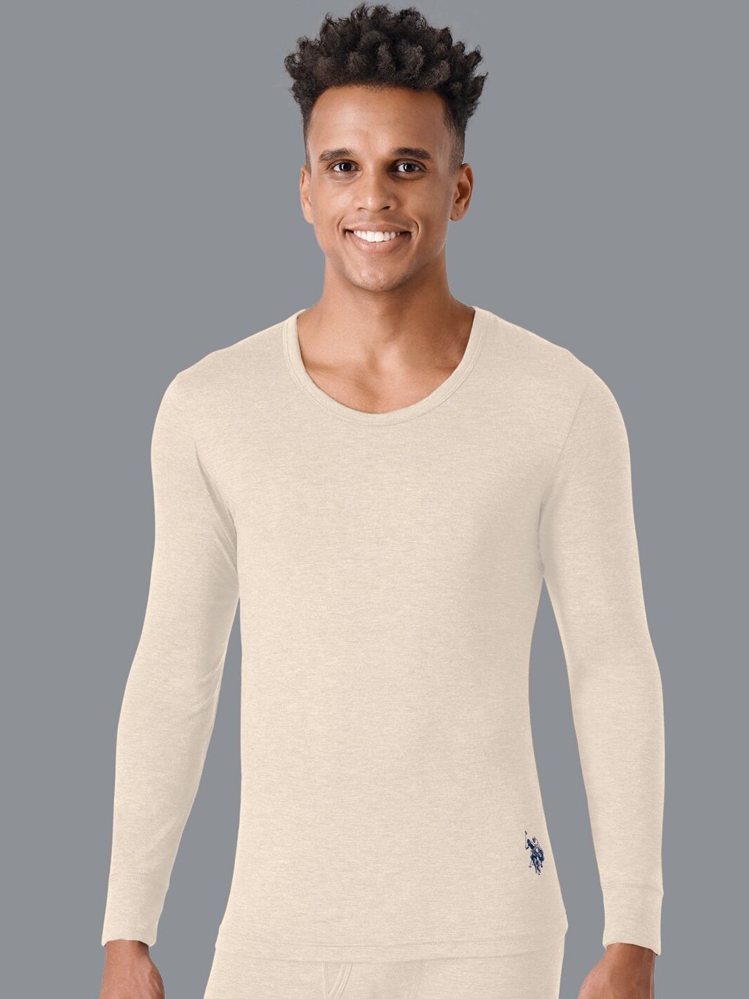 U.S. Polo Assn. Men Beige Solid Thermal Tops-picture-33