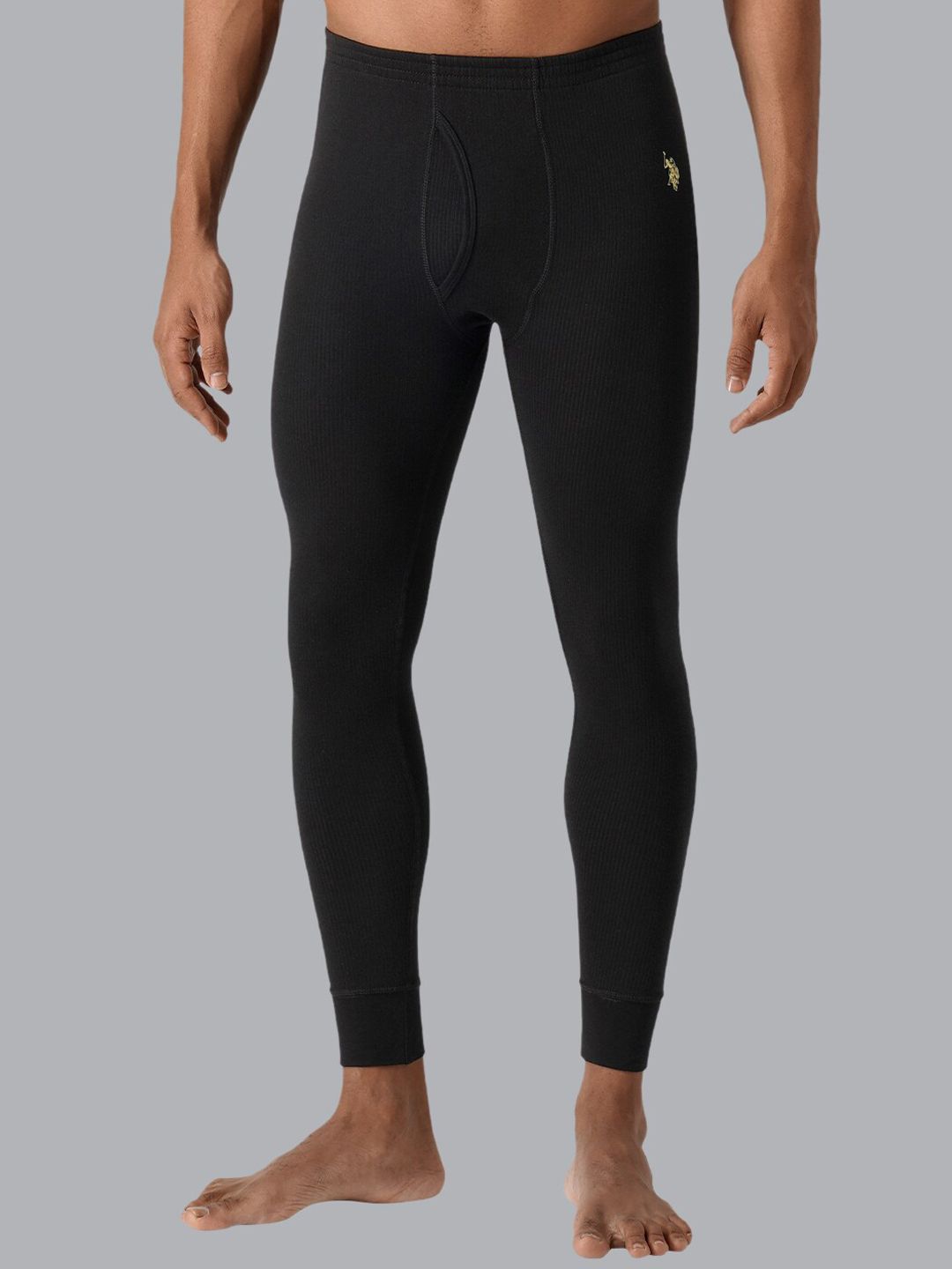 U.S. Polo Assn. Men Black Solid Cotton Thermal Bottoms-picture-24