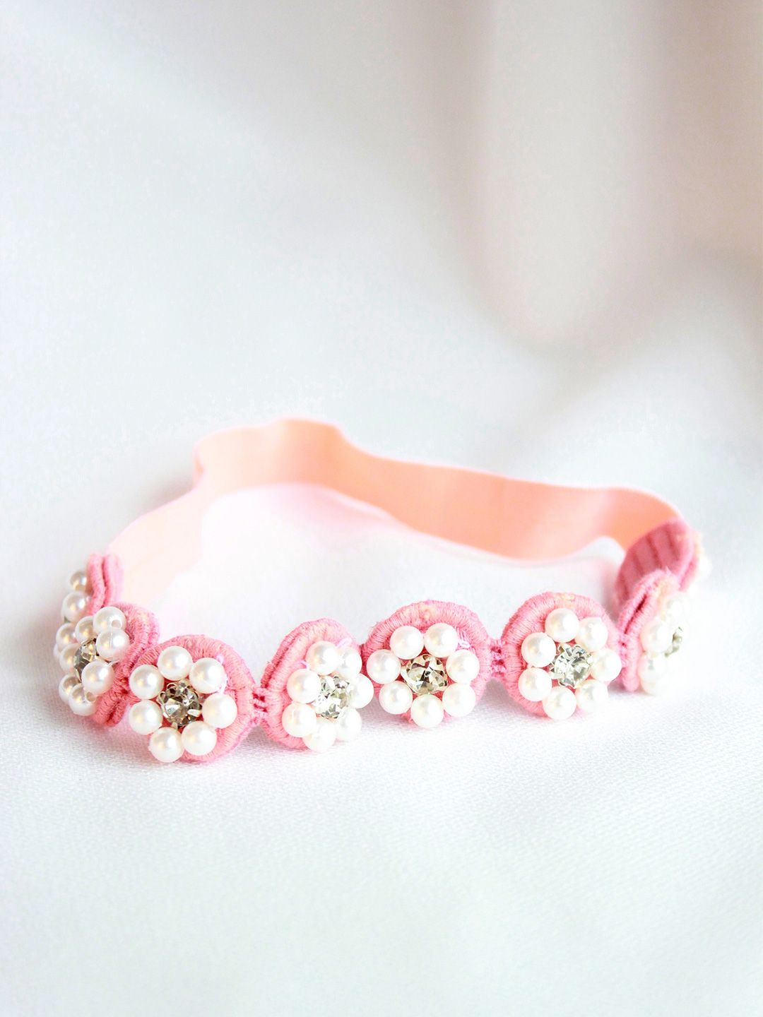 Choko Girls Orange & White Beaded Hairband-picture-10