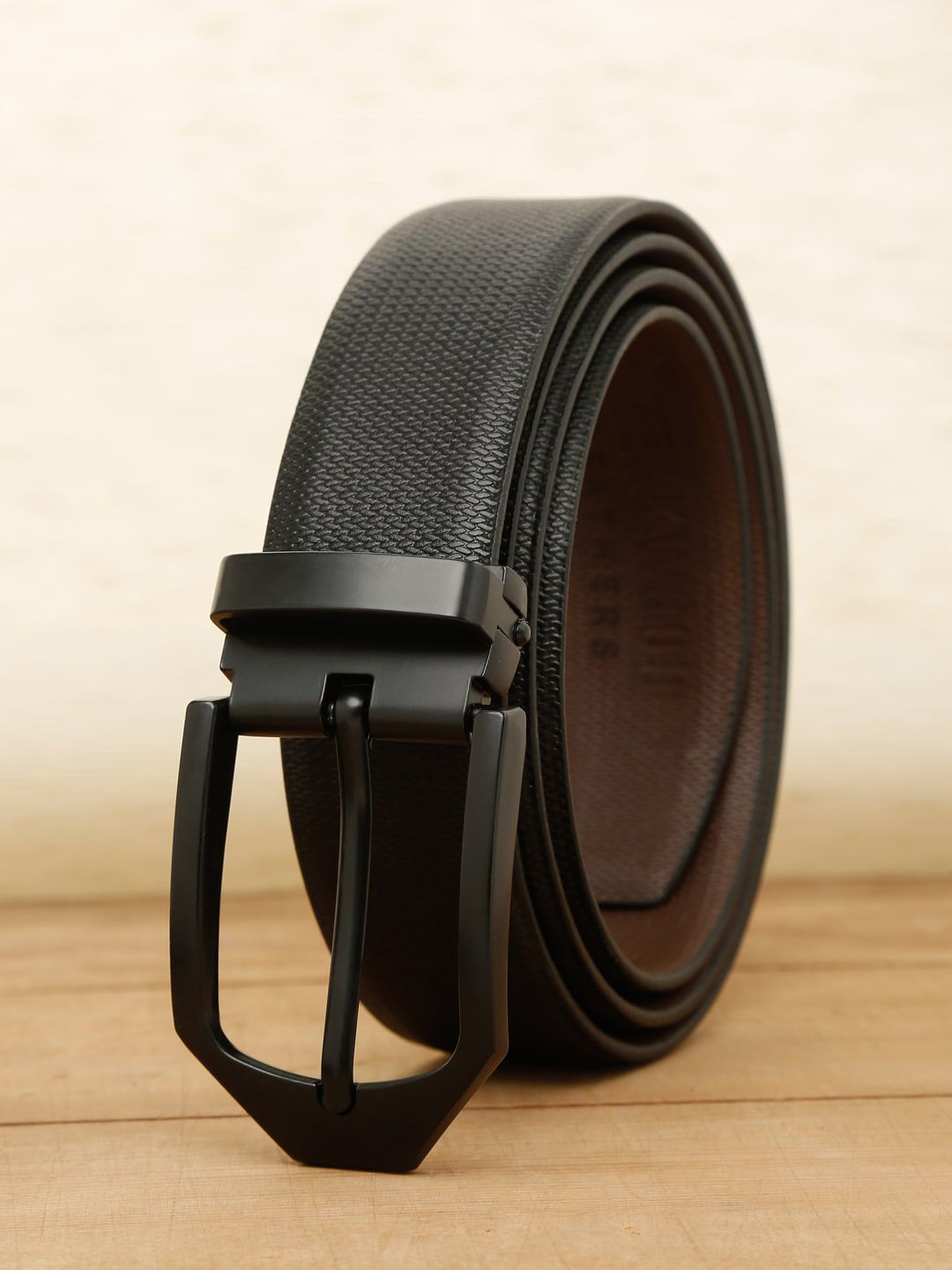 Teakwood Leathers Men Black Textured Leather Formal Belt-picture-31