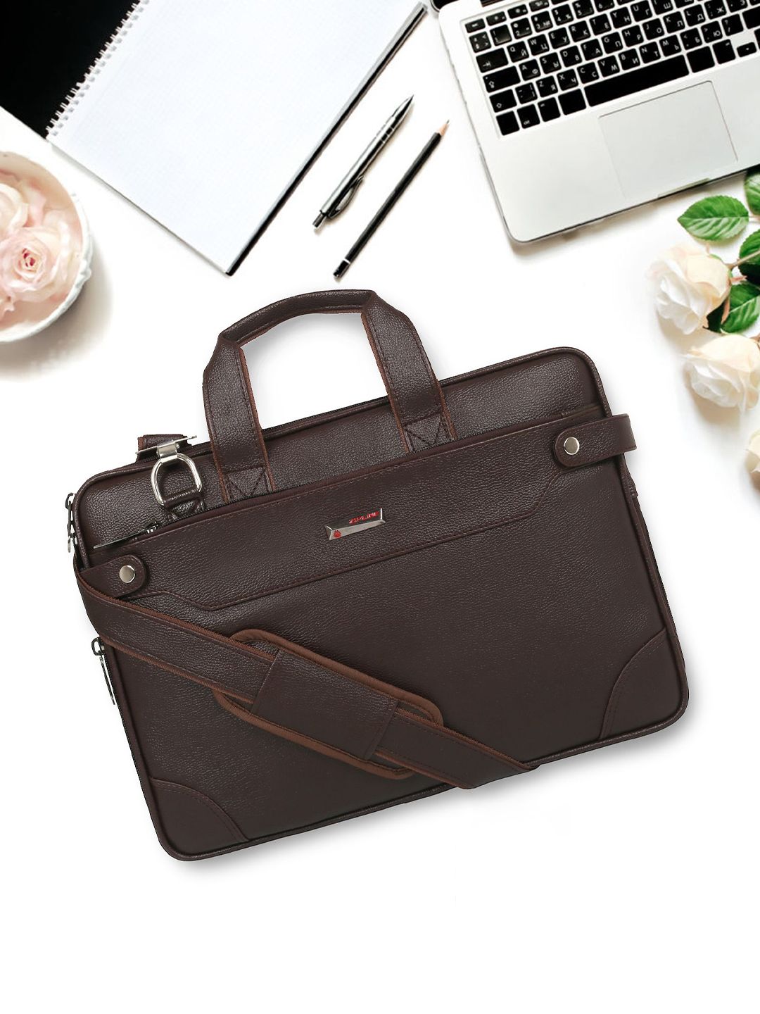 ZIPLINE Unisex Brown Textured Laptop Bag-picture-30