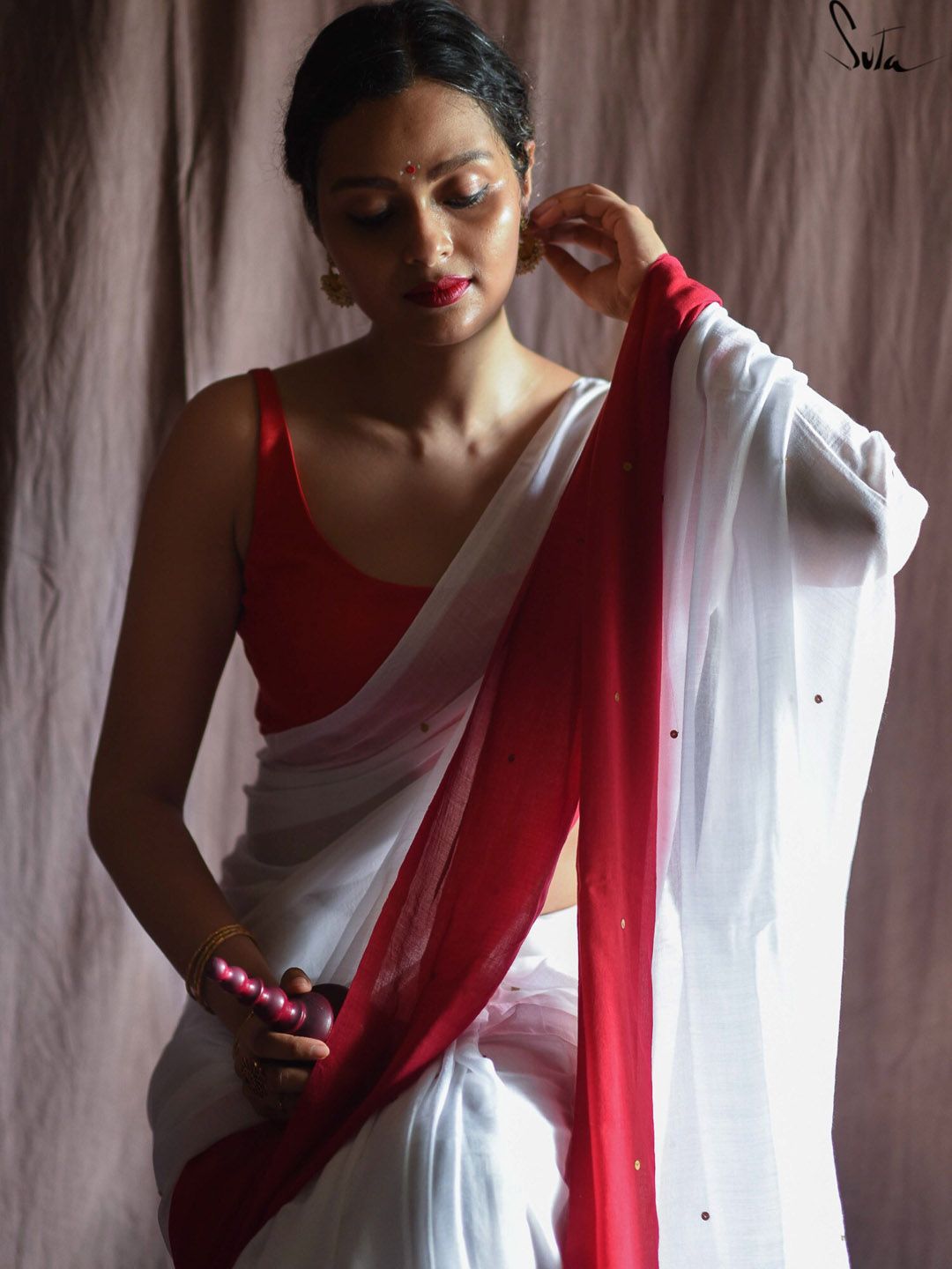 Red Solid Saree Blouse