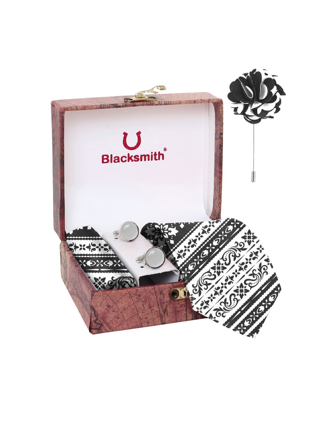Blacksmith Men Black & White Printed Accessory Gift Set-picture-22