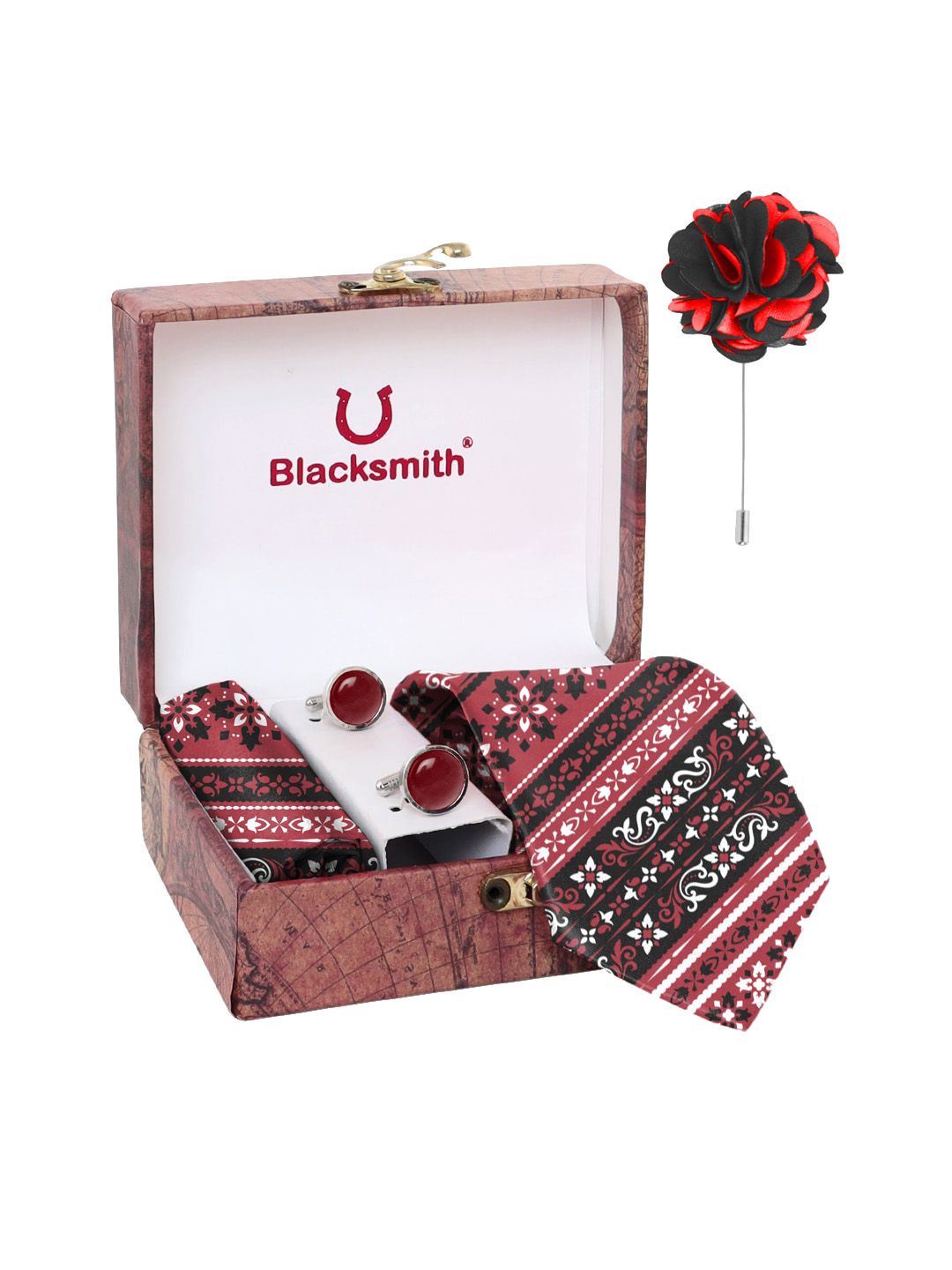 Blacksmith Men Pink Printed Accessory Gift Set-picture-25