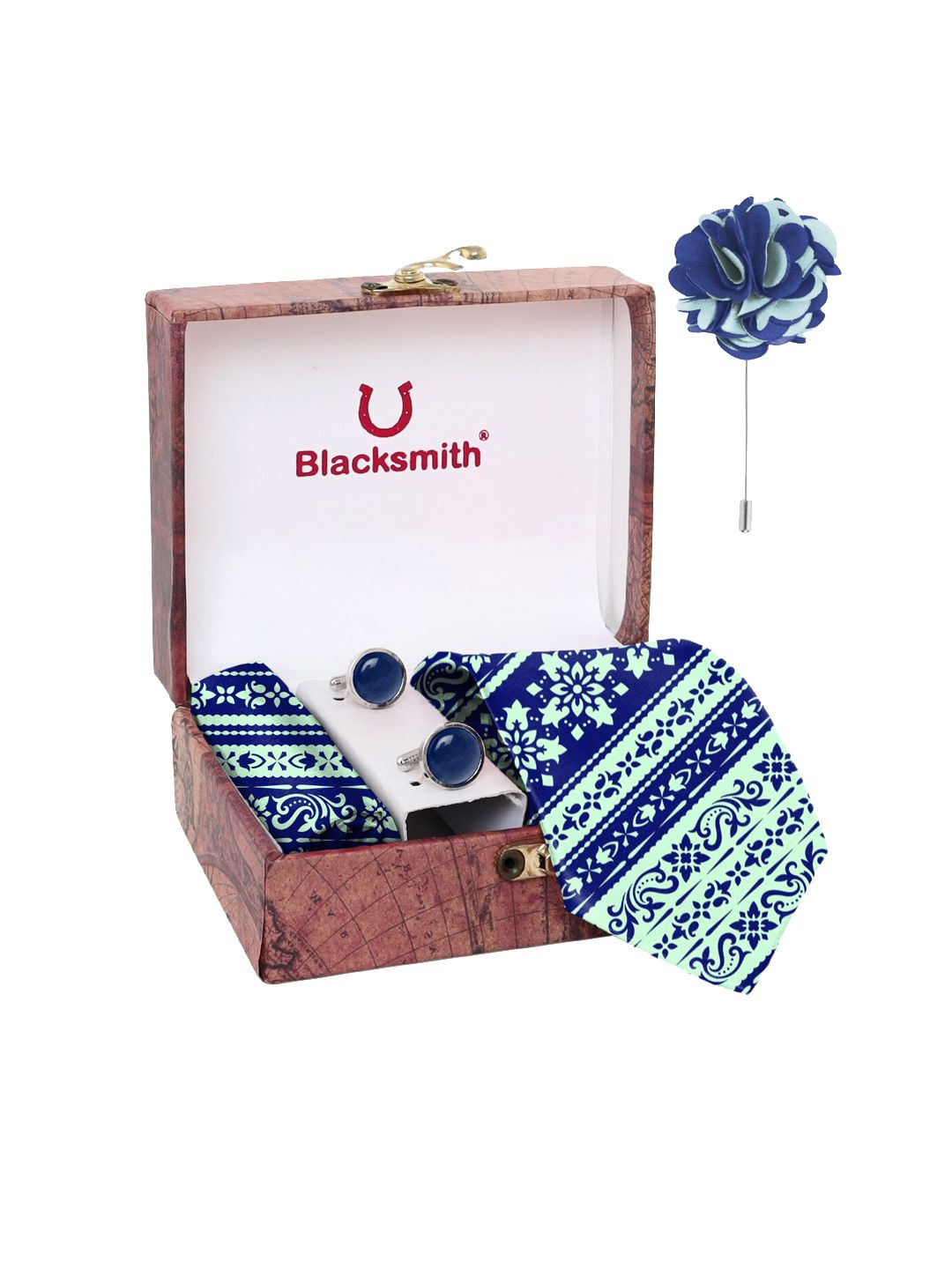 Blacksmith Men Blue Printed Accessory 3 Psc Gift Set-picture-35