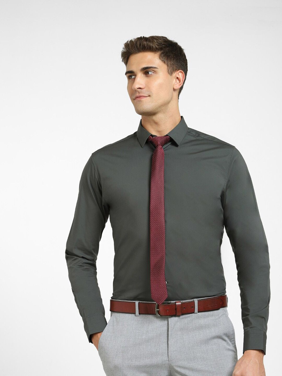 SELECTED Men Olive Green Slim Fit Cotton Formal Shirt-picture-42