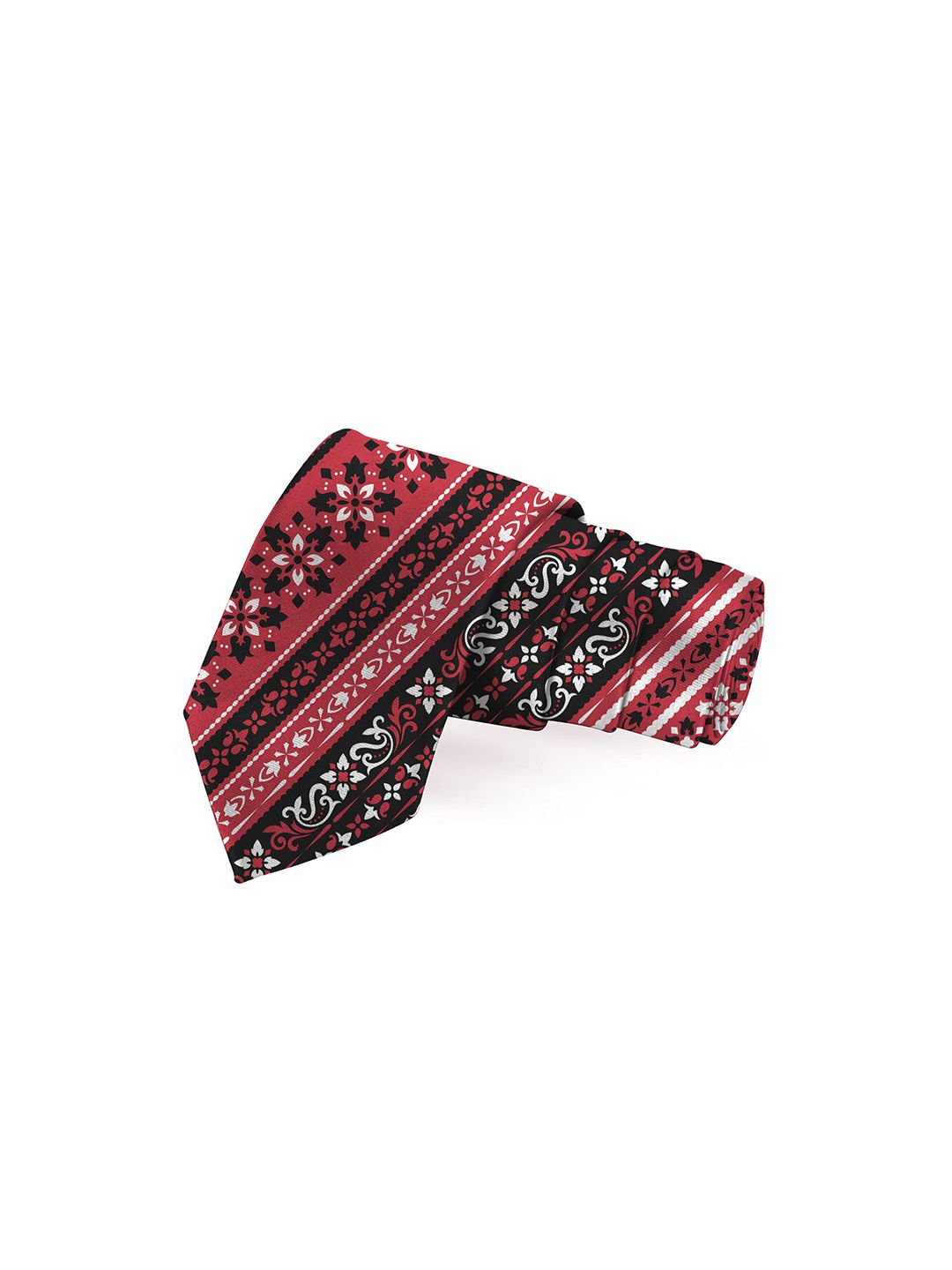 Blacksmith Men Coral & Black Printed Broad Tie-image-12