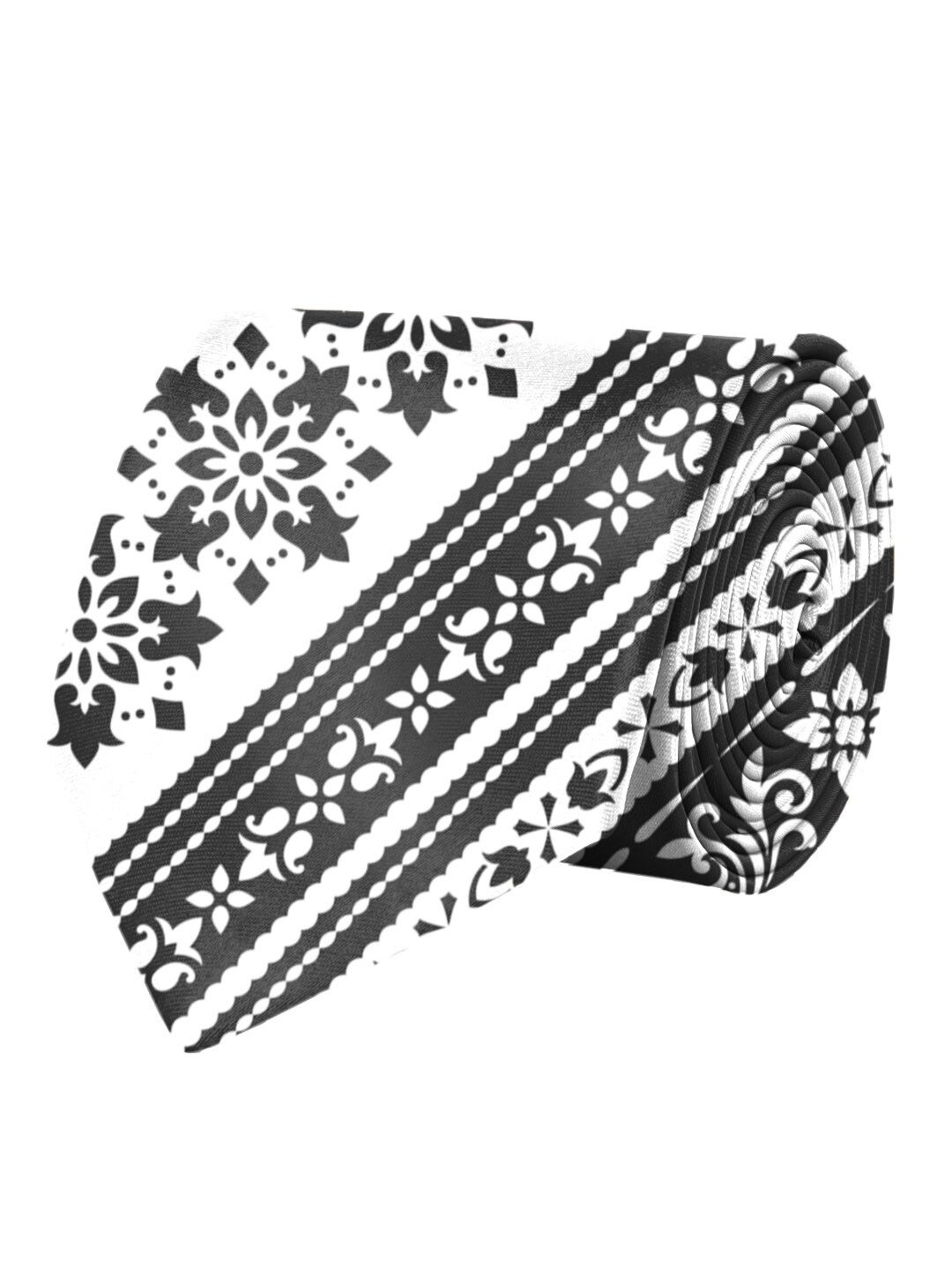 Blacksmith Men Black & White Printed Broad Tie-picture-19