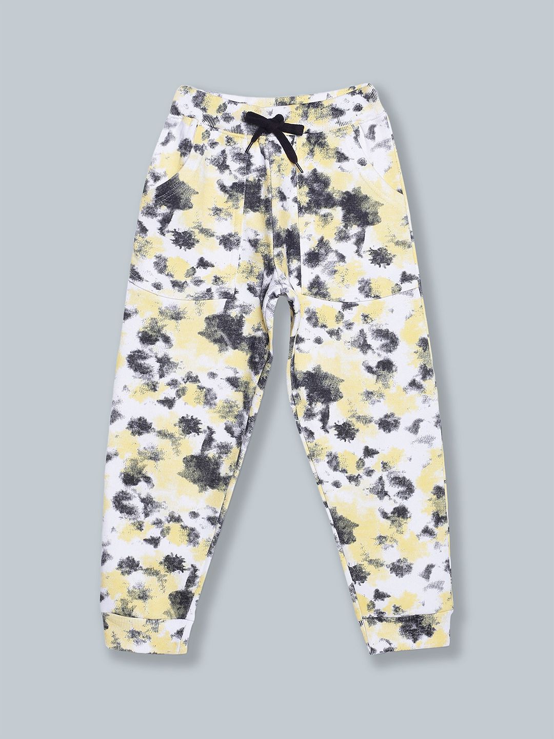 KiddoPanti Kids Yellow Printed Cotton Track Pants-picture-10