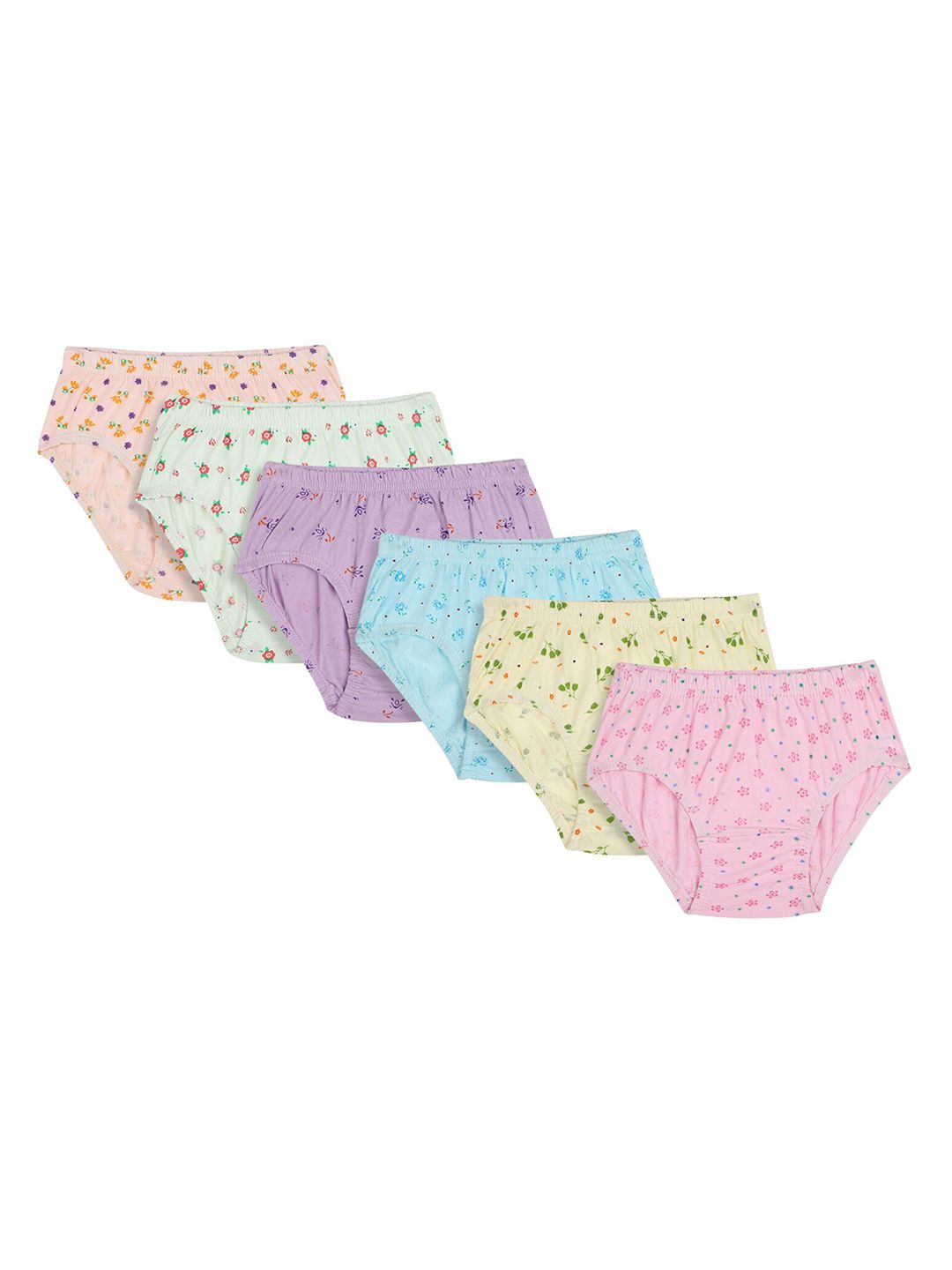 Bodycare Kids Girls Pack Of 6 Pink & Yellow Printed Hipster Panty