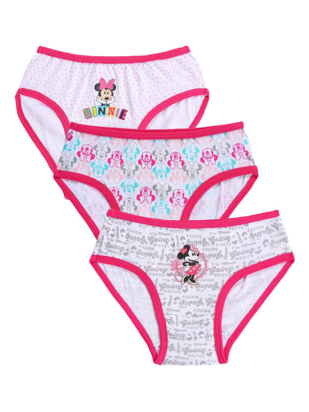 Bodycare Kids Girls Pack Of 3 White and Pink Minnie & Friends Print Cotton Hipster Briefs-picture-38