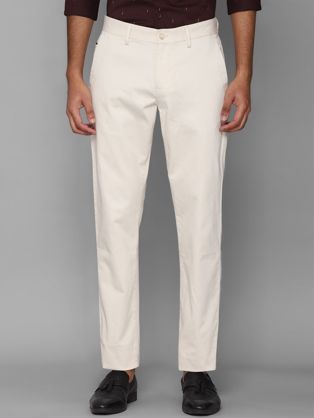 Allen Solly Men Cotton Beige Slim Fit Trousers