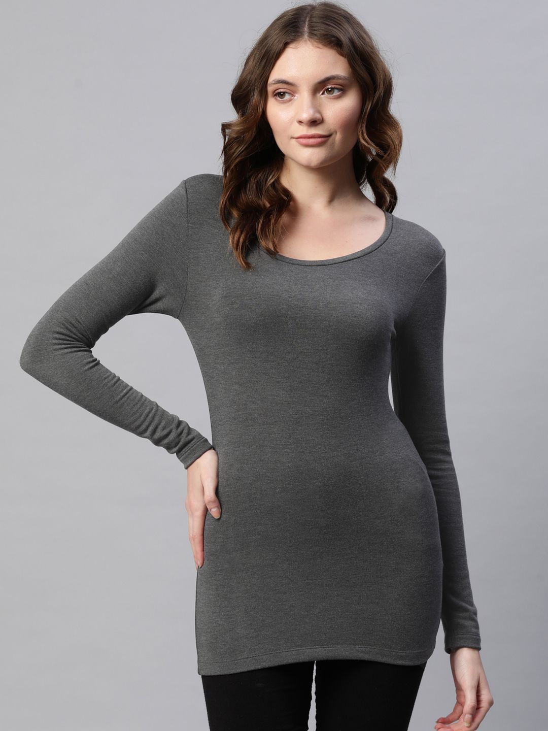 Marks & Spencer Women Charcoal Grey Solid Thermal Top-picture-13