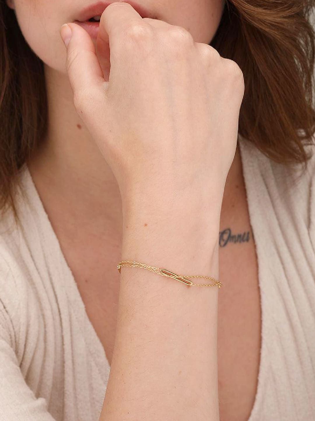PALMONAS Women Gold-Toned 18k Gold-Plated Link Bracelet-picture-13