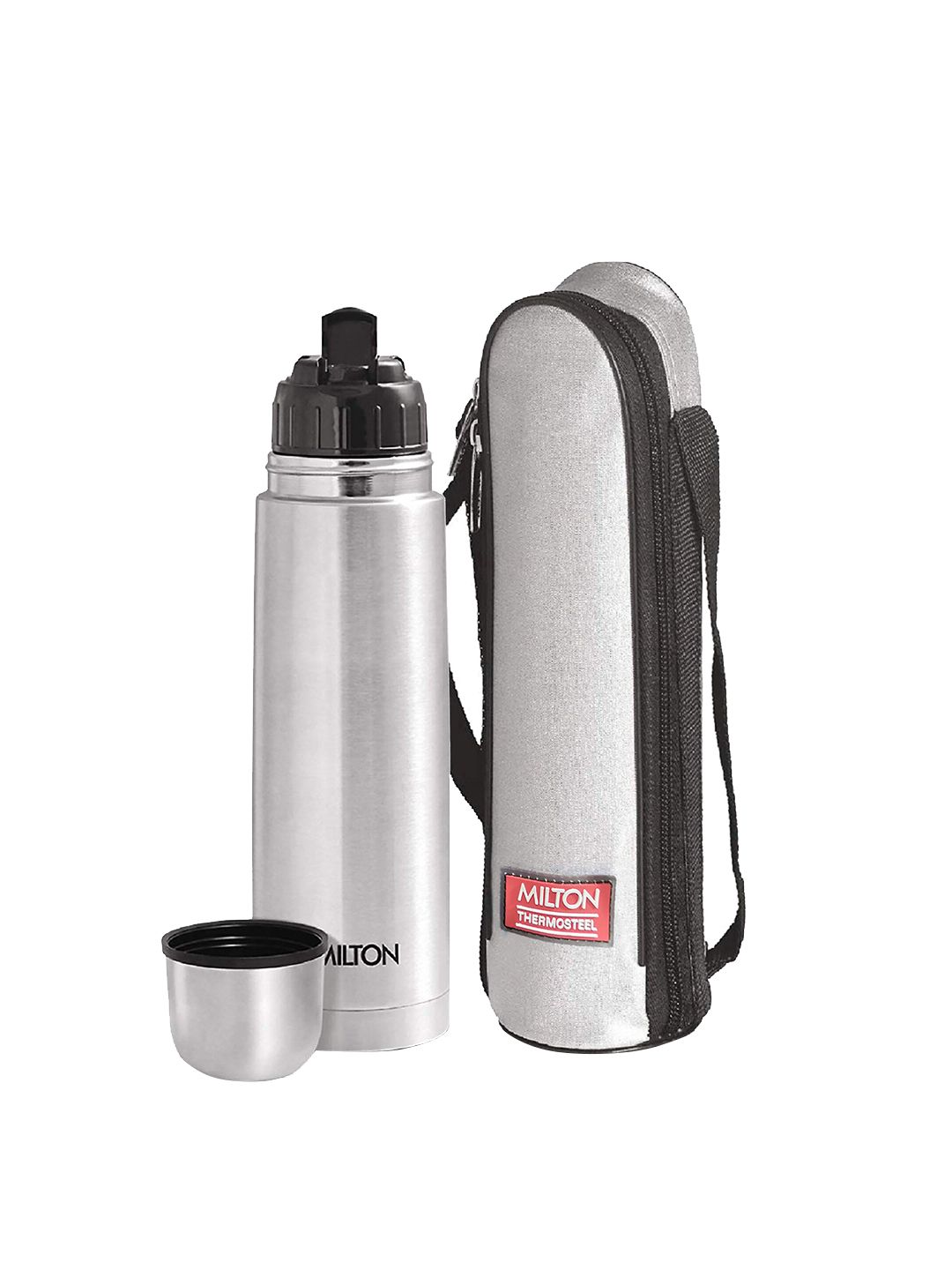 Milton Silver-Toned 750 Thermosteel 24 Hours Hot & Cold Water Bottle With Bag 750 ml