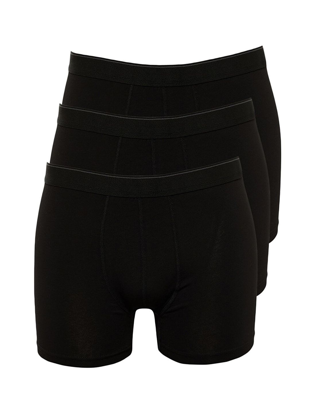 Trendyol Men Pack Of 3 Black Solid Boxer Briefs-picture-10