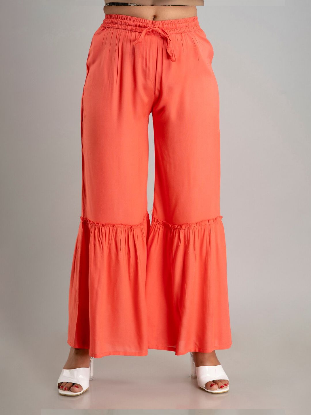 MAUKA Women Pink Flared Palazzos-image-24