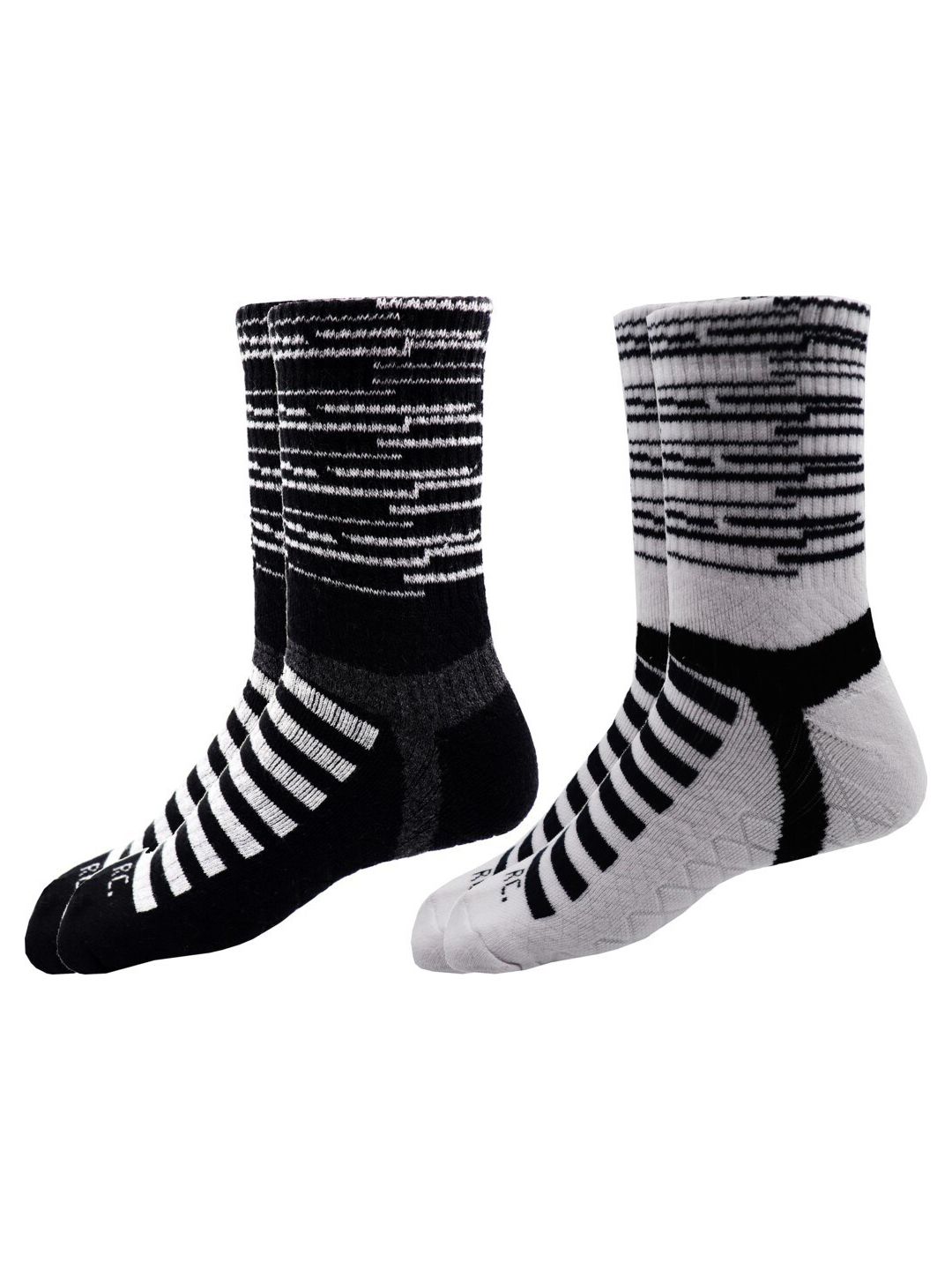 RC. ROYAL CLASS Men Pack Of 2 Black & Grey Patterned Cotton Calf-Length Socks-picture-22