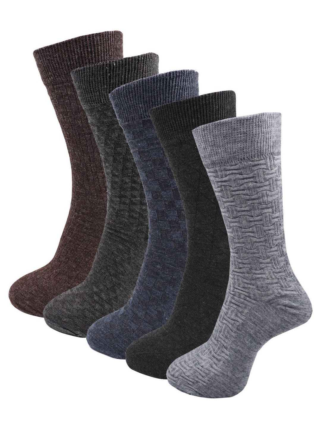 RC. ROYAL CLASS Men Pack Of 5 Patterned Woolen Calf-Length Socks-picture-17