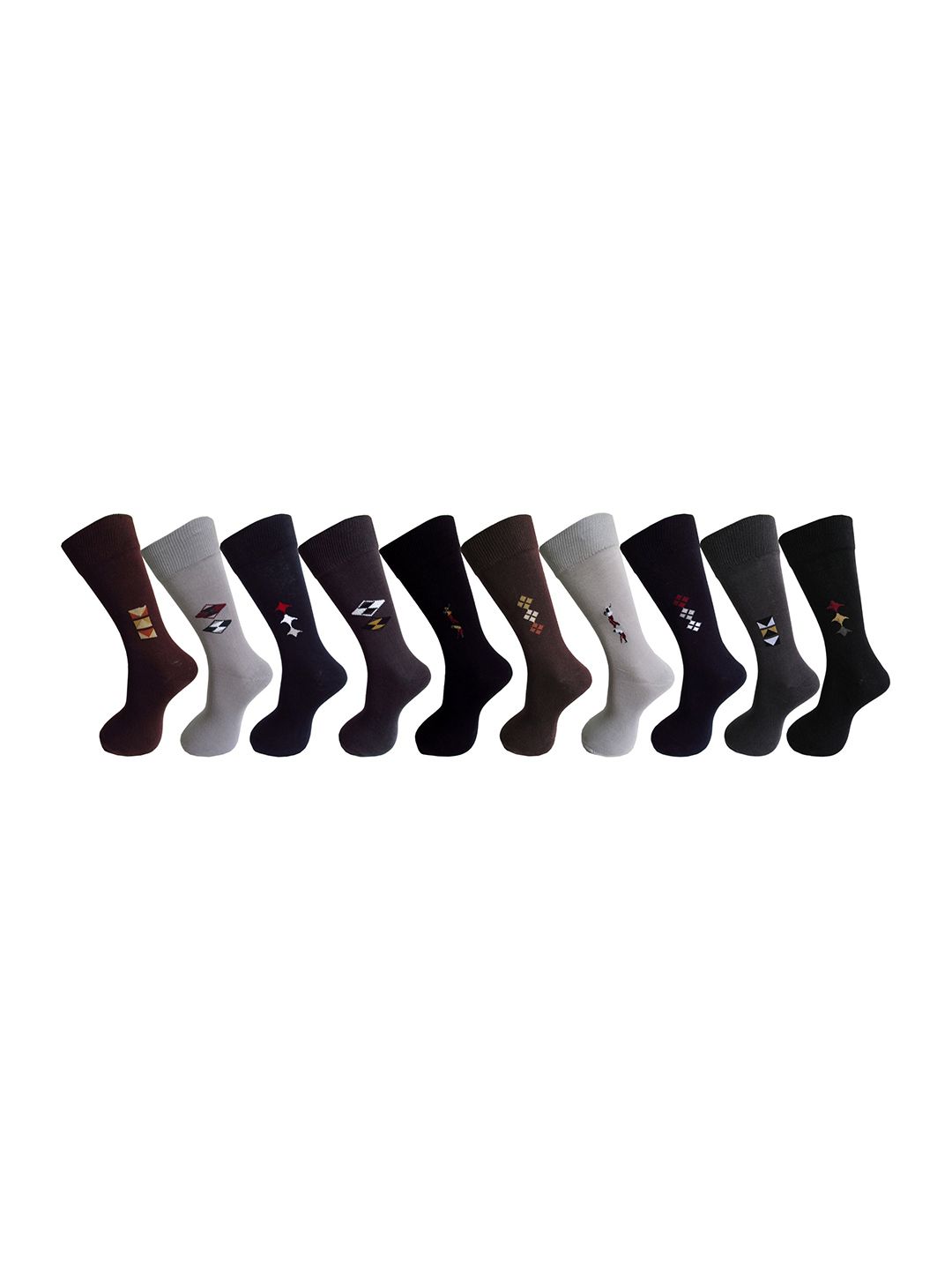 RC. ROYAL CLASS Men  Pack Of 10 Patterned Calf-Length Socks-picture-23