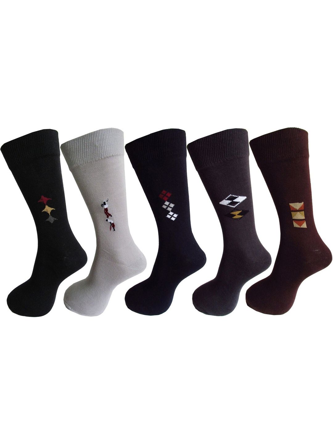 RC. ROYAL CLASS Men Pack Of 5 Patterned Calf Length Socks-picture-14