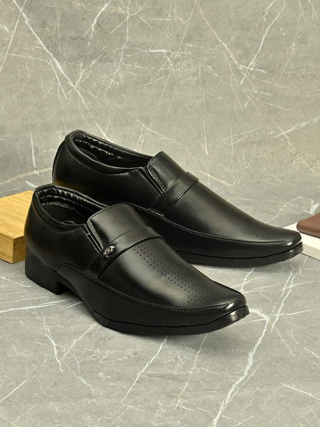 Sir Corbett Men Black Solid Slip On Formal Shoes