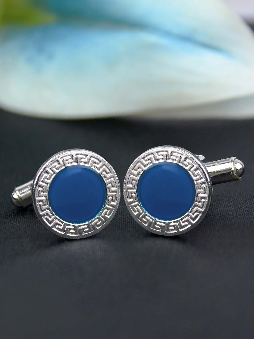Kavove Men Treasure Blue & Silver Metal Cufflink-picture-24