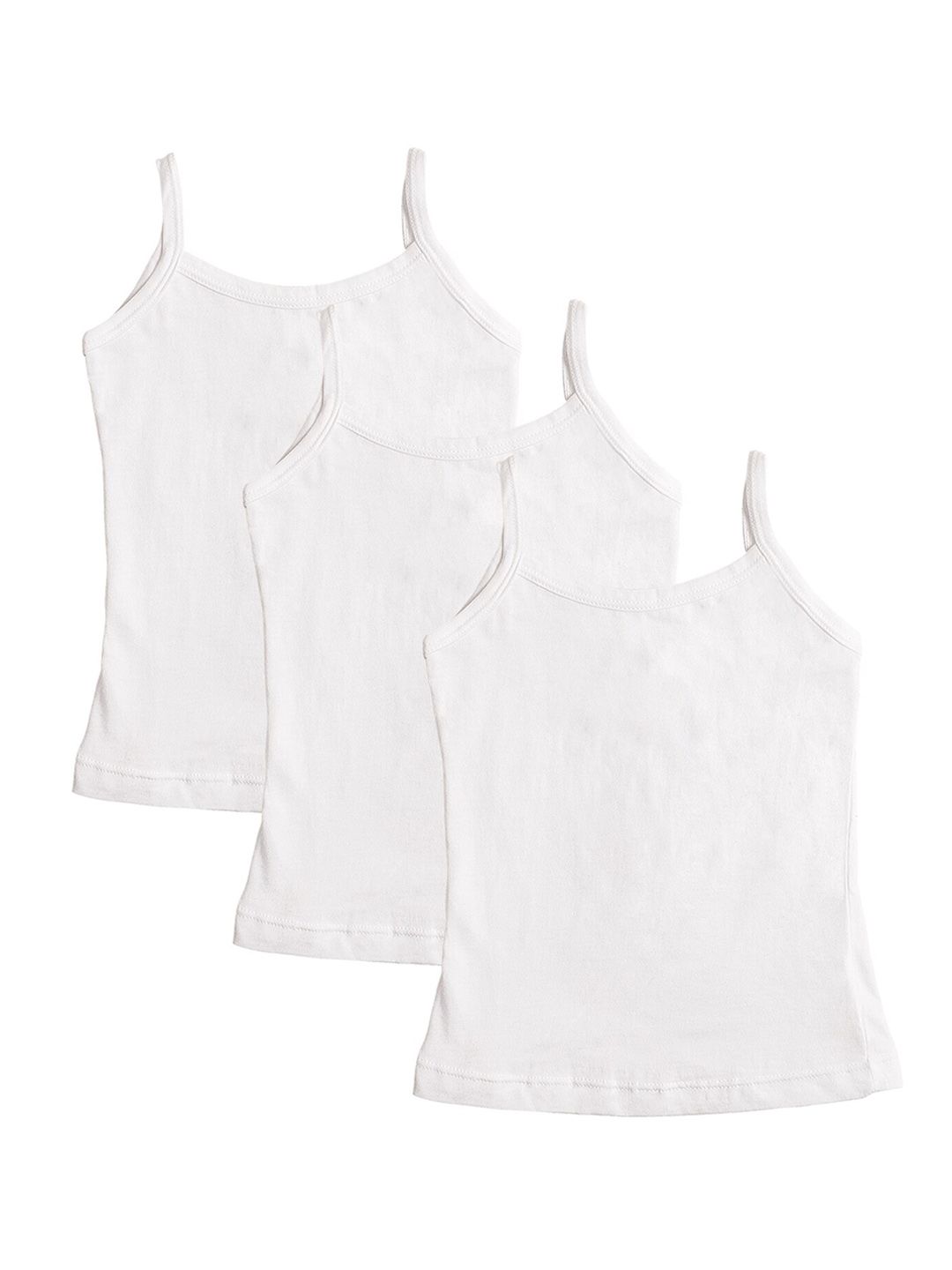 Bodycare Kids Girls Pack Of 3 White Solid Cotton Innerwear Vests
