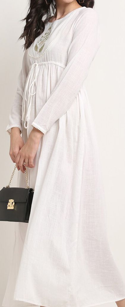 Buy La Zoire Women White Empire Midi Dress - Dresses for Women 19597956 ...