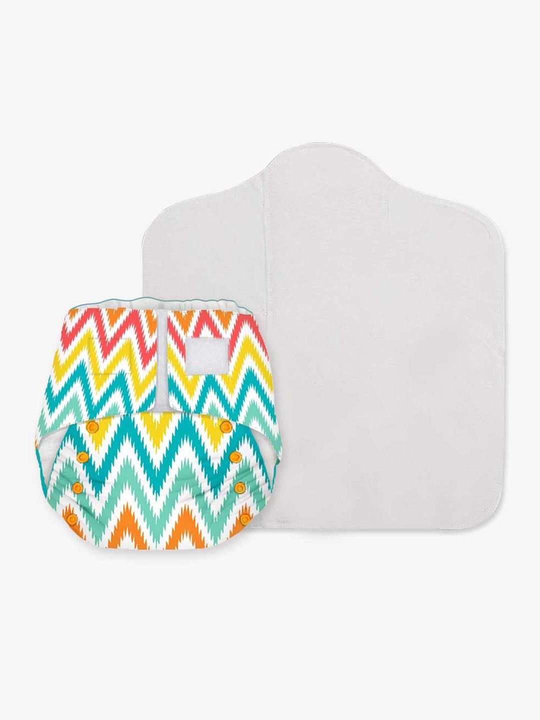 Snugkins Infants Bliss Cloth Diapers + 1 Wet-Free Organic Cotton Prefold Pad & 1 Booster Pad - Macaroon Ikat-image-48