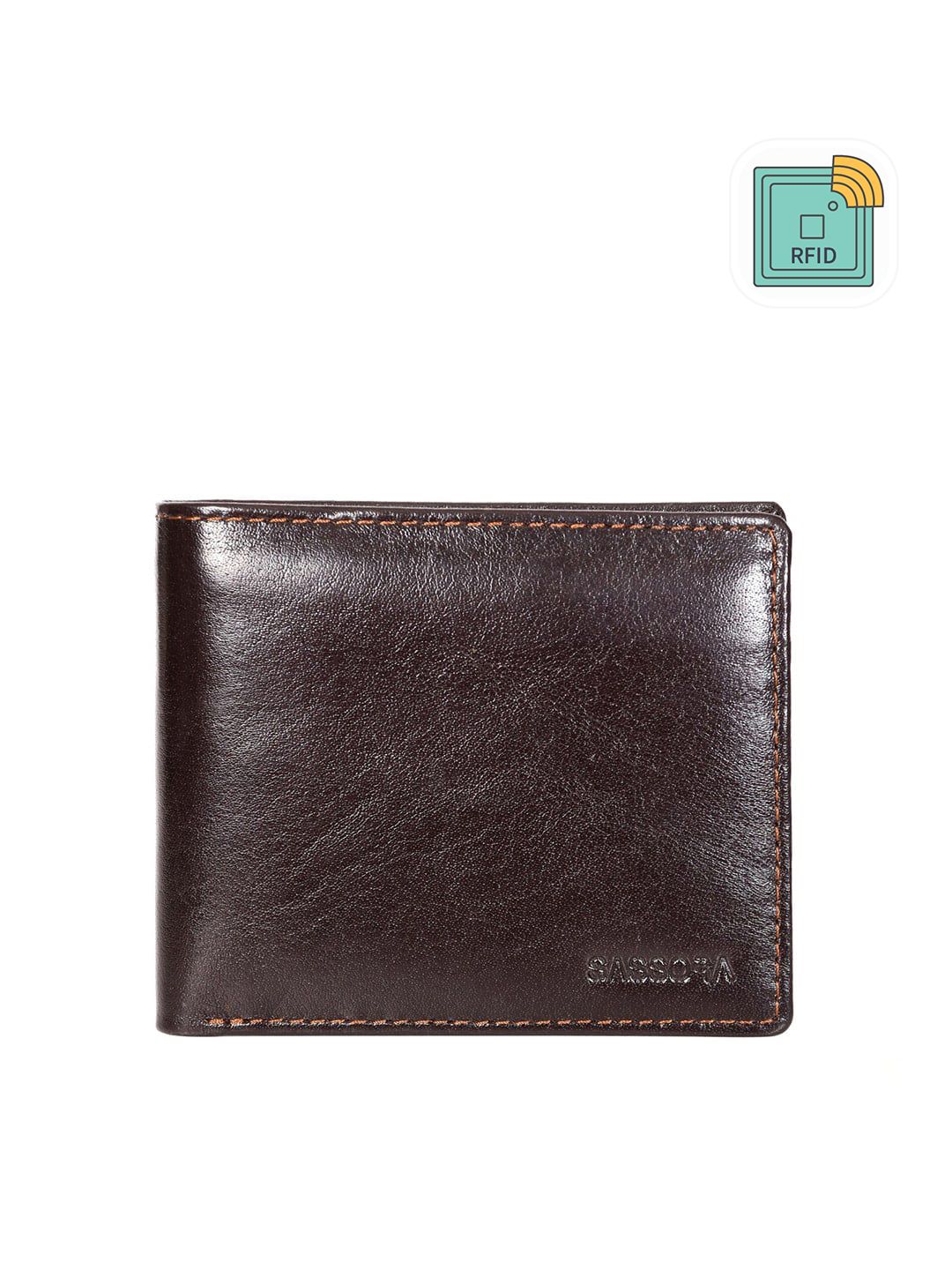 Sassora Men Brown Leather Two Fold Wallet-image-24