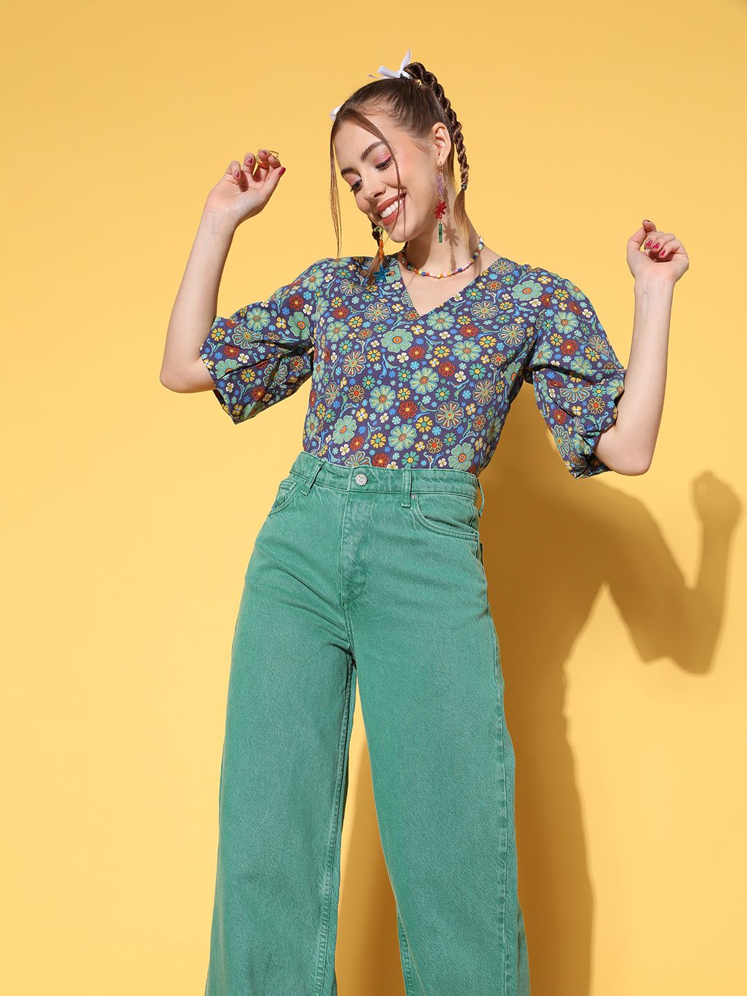 plusS Blue Floral Indie Gal Top-picture-12